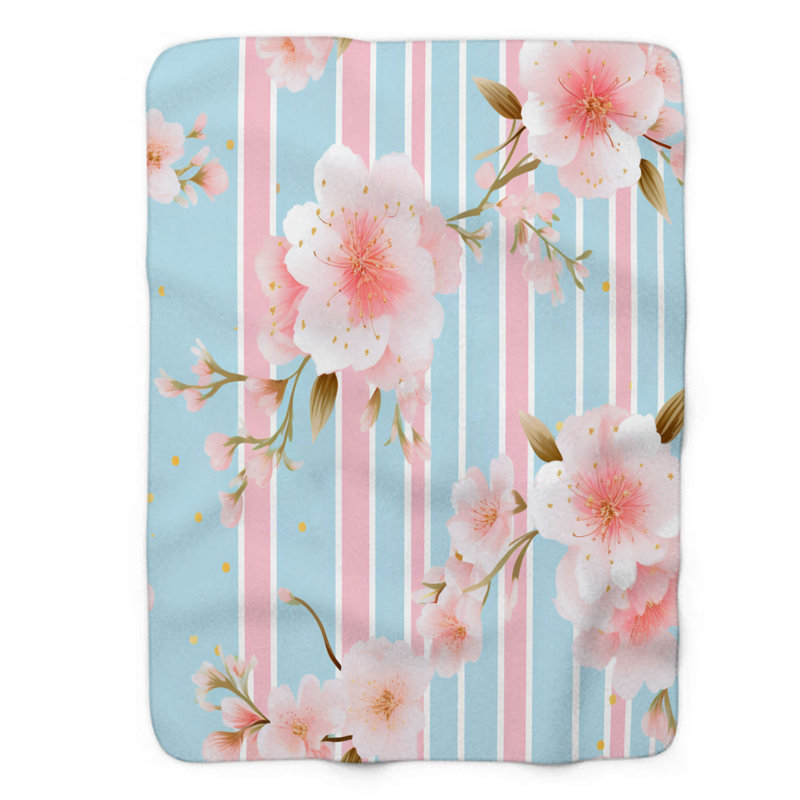 Floral rose - couverture 1 pièce, L 60 po x L 80 po