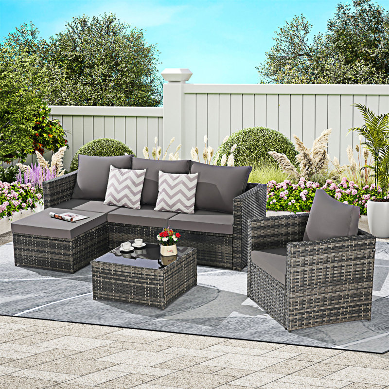 3 Pieces Outdoor Conversation Set, Dark Gray