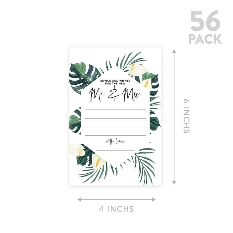 Paquet de 56 cartes de livre d'invités de mariage et de vœux de mariage à motif géométrique tropicales pour la mariée et le marié