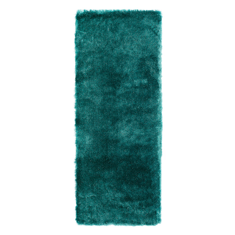 Makaila Silky Shaggy Dark Teal Area Rug, Runner 65 x 135cm