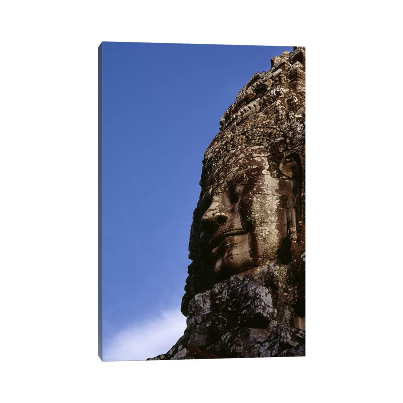 Low Angle View Of A Face Carving - Wrapped Canvas Print, 101.6 cm H x 66.04 cm W x 3.175 cm D