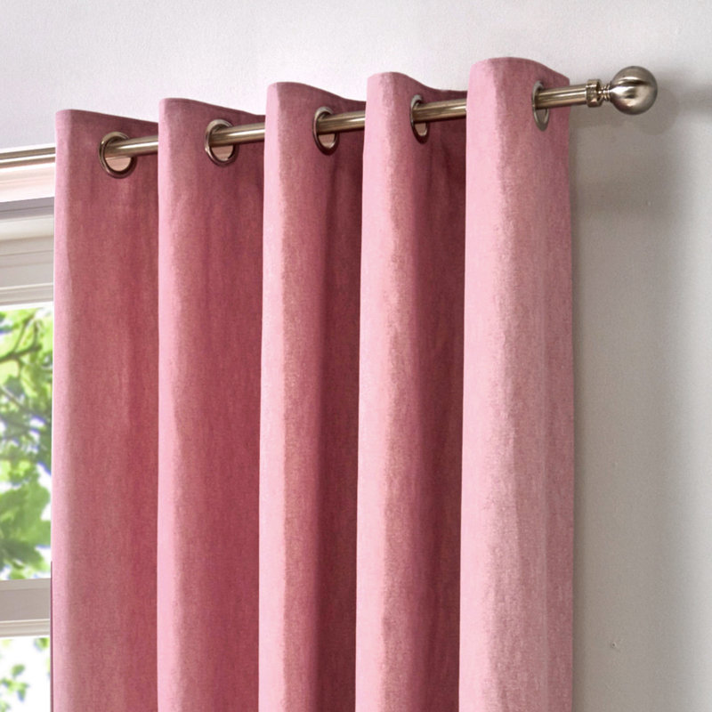 Cotton Blend Room Darkening Curtain Pair, Blush, Width 117 x Drop 137 cm