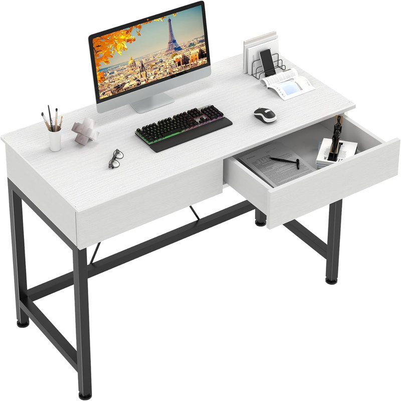Bureau d'écriture Dilisio, H 29,92 po x l 39,37 po x P 19,69 po, Blanc