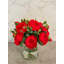 Red Rose Peony Silk Arrangement In Glass Vase