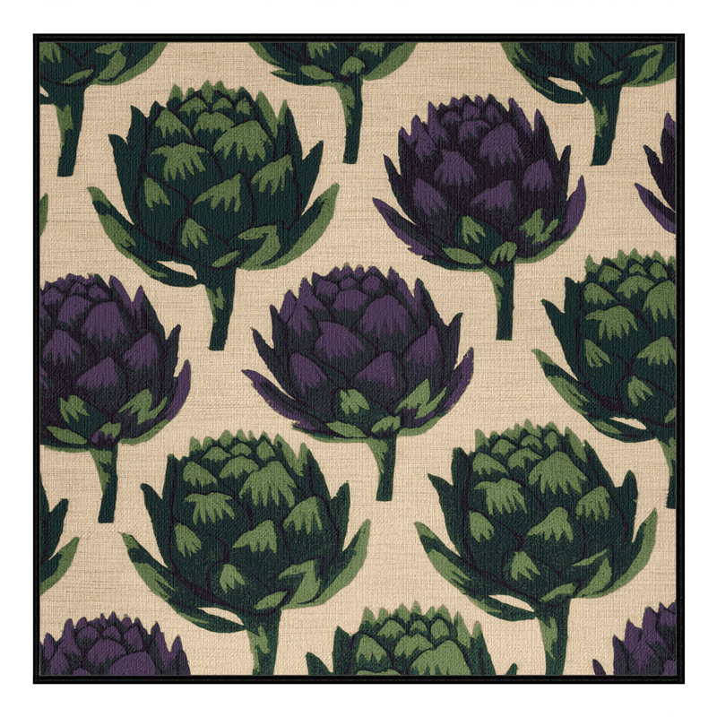 Tapis lavable à motif de fleurs et artichauts Ginza, Carré 3 pi