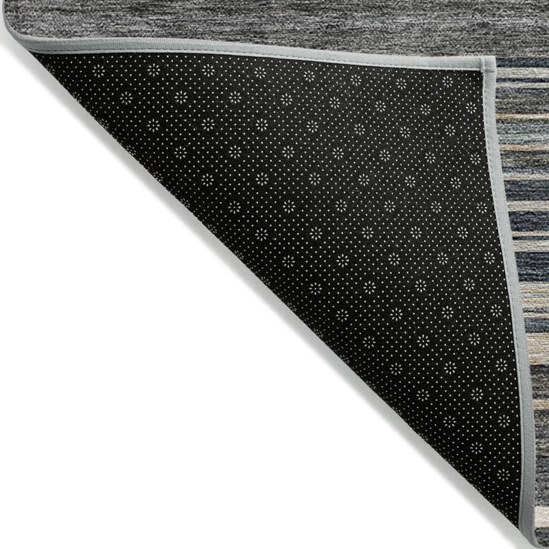 Tapis intérieur lavable rayé taupe 8 pi x 10 pi beige et étain