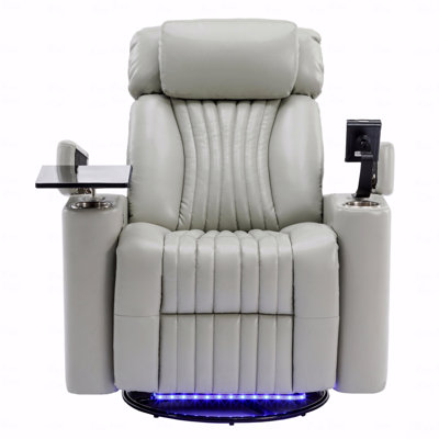 270° Power With Swivel Function Recliner,Home Theater Seating With Hidden Arm Storage And With LED Light Light Strip,Cup Holder,360° With Swivel Function Tray Table,And Cell With Phone Holder,Soft Living Room Chair
