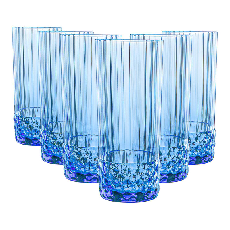 America '20s Highball Glasses, Blue, 12