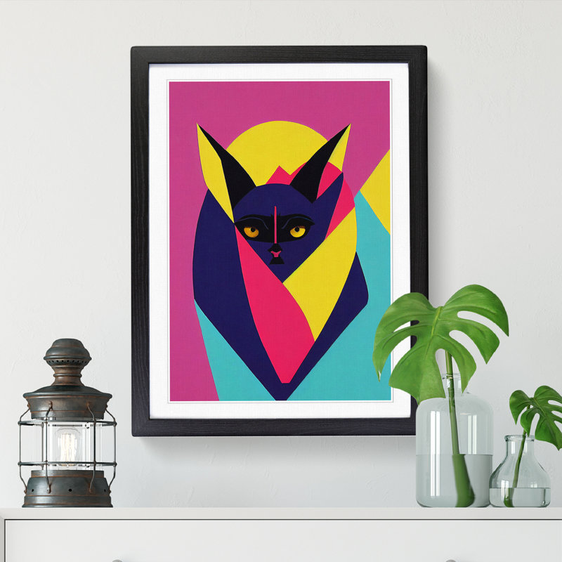 Bat Pop - Single Picture Frame Print, 34cm H x 25cm W x 2cm D, Walnut Framed