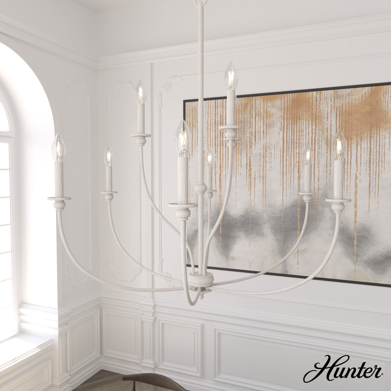 Distressed White 9-Light 2-Tier Metal Chandelier