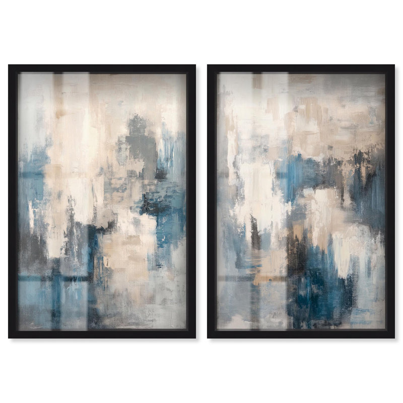 Glamour Blue Gold Luxe, Shadowbox, art mural bleu par Art Remedy, H 16 po x l 11 po, Noir