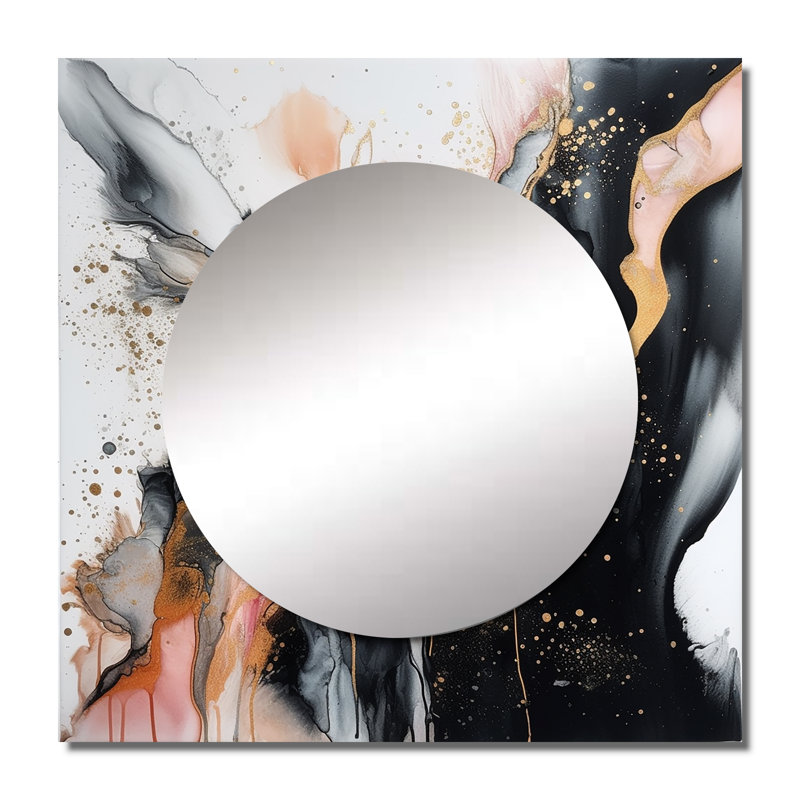 Erumiseh - Art mural miroir carré abstrait en marbre pour salle de bain, 23 po x 23 po