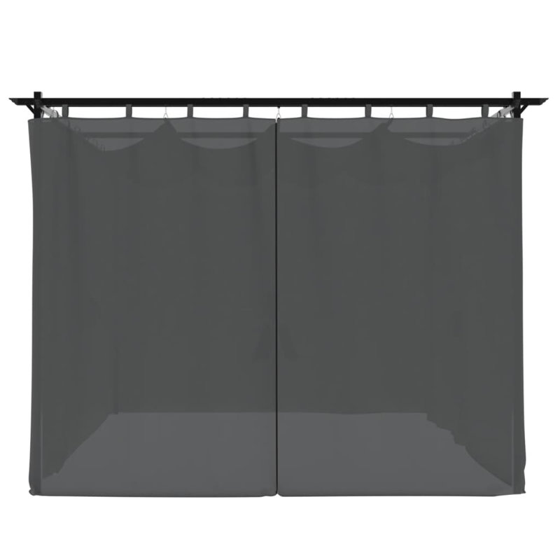 Gazebo With Curtains Steel, 220cm H x 296cm W x 296cm D, Anthracite