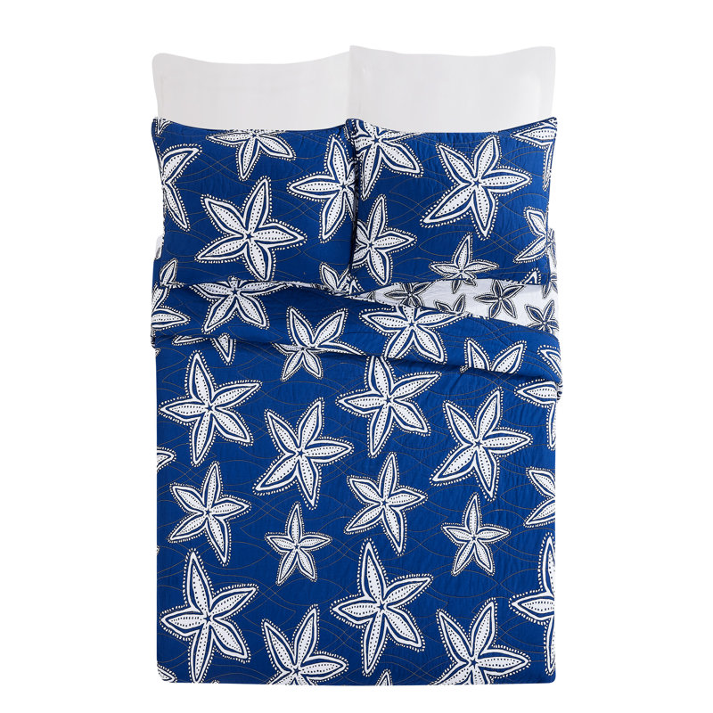 Sea Star 100% Cotton Quilt Set, Twin Quilt + 1 Standard Sham