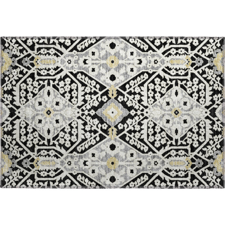 Premium Machine Washable Prisco Black Rug