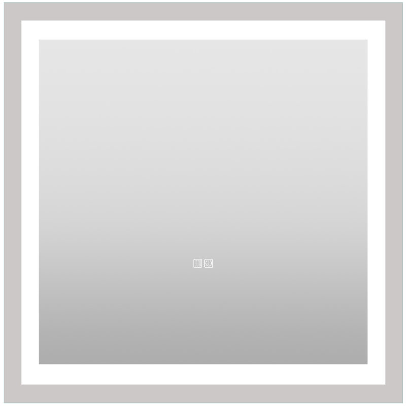 Amrhein Modern Frameless Lighted Makeup Mirror, 36" x 36"