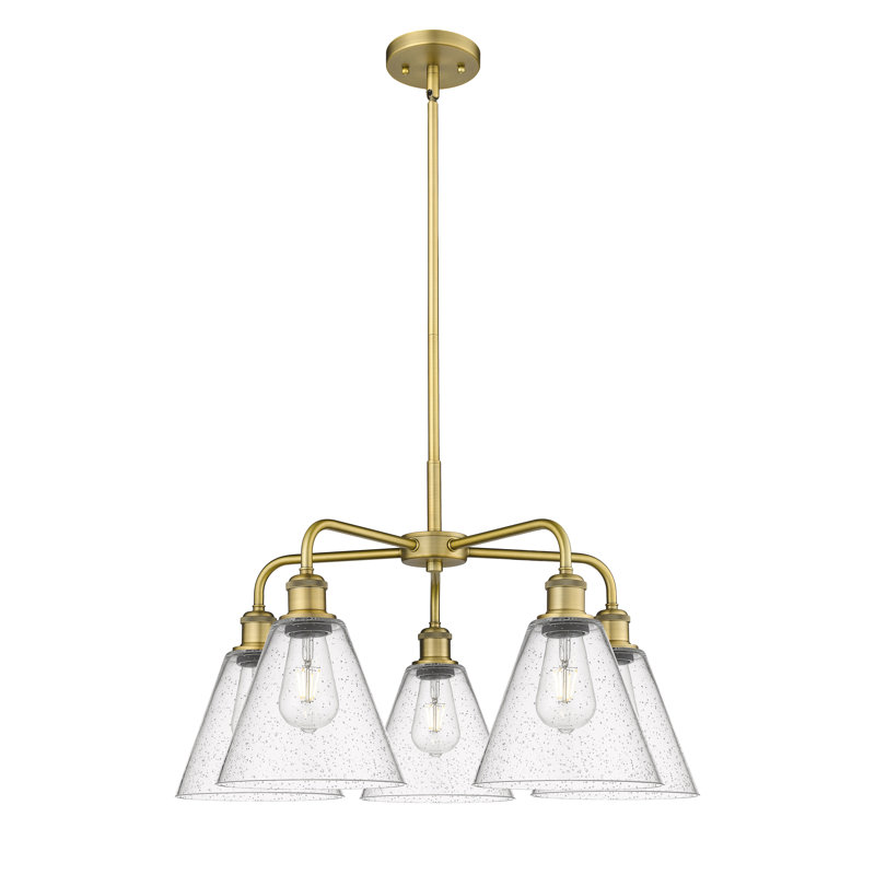 Lustre conique à 5 lumières Mallery, Laiton brossé