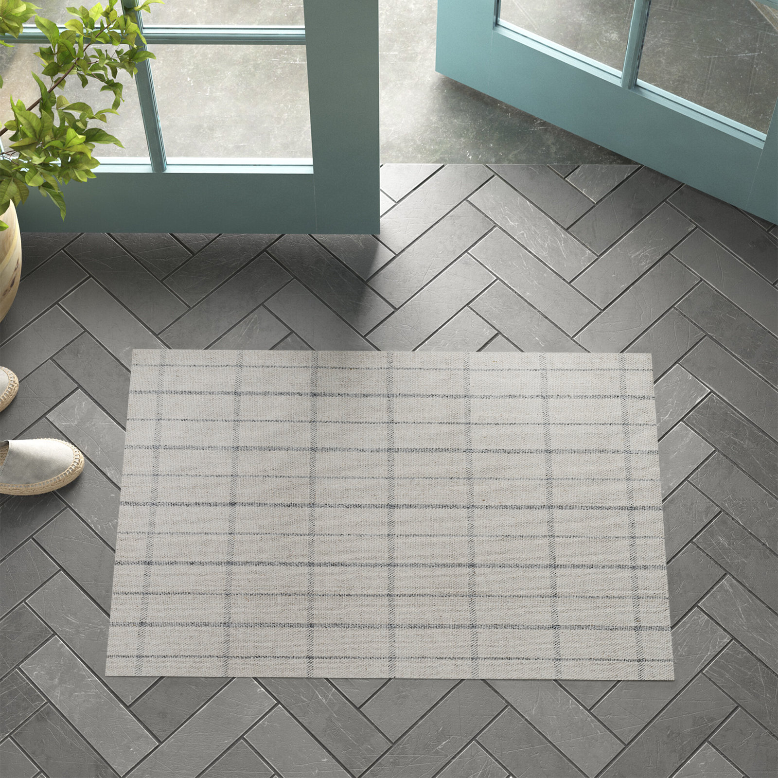 Mathers Hand-Woven Checkered Rug, Rectangle 2' x 3'