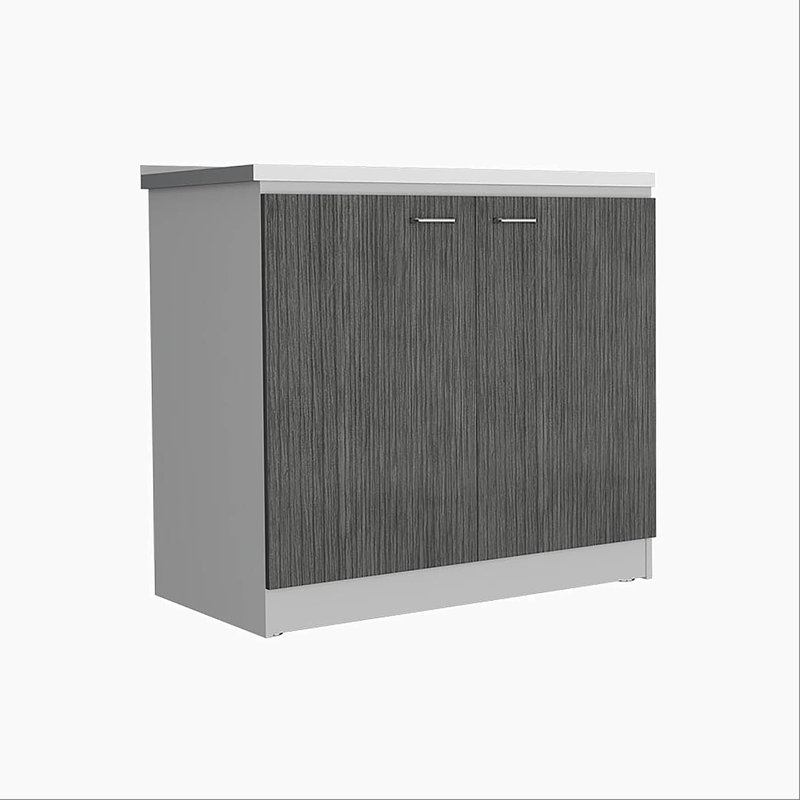 Armoire de cuisine avec trois tiroirs et deux tablettes internes Grecia, blanc / noyer foncé