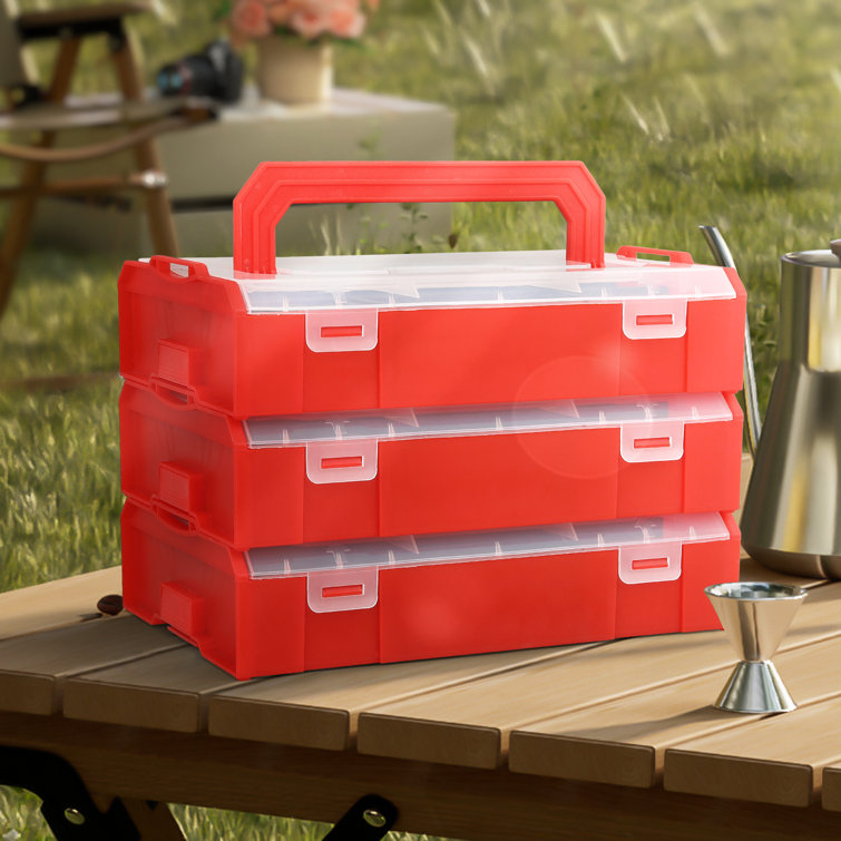 3Pcs 9 Grids Plastic Compartment Box With Adjustable Divider, Stackable Organizer Storage Container