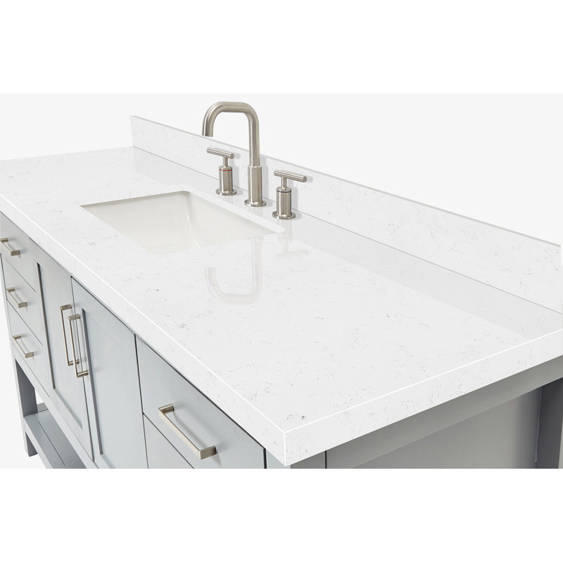 ARIEL Magnolia 60 Single Sink Bathroom Vanity with Top, Gray, Rectangular