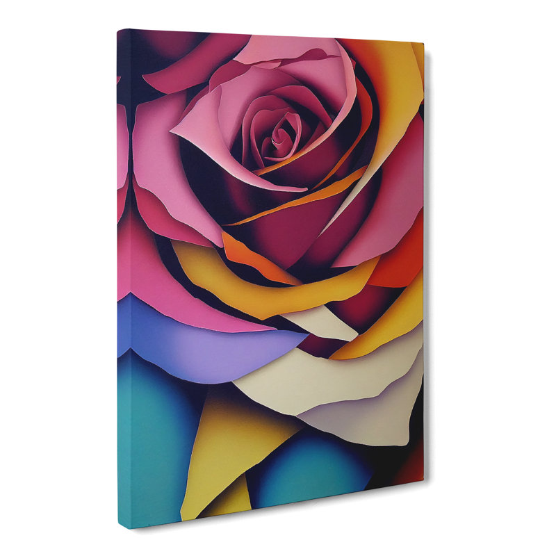 Dauberville Rose Painting In Abstract Vol.2 - Wrapped Canvas Print, 76cm H x 50cm W