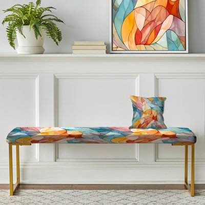 Motif de marbre Watercolor Delight - banc revêtu de marbre doré