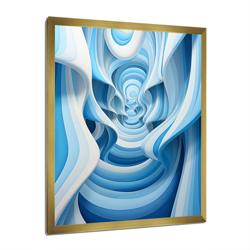 Op Art Blue Focus III - impression, Cadre photo doré, H 20 po x l 12 po x P 1 po