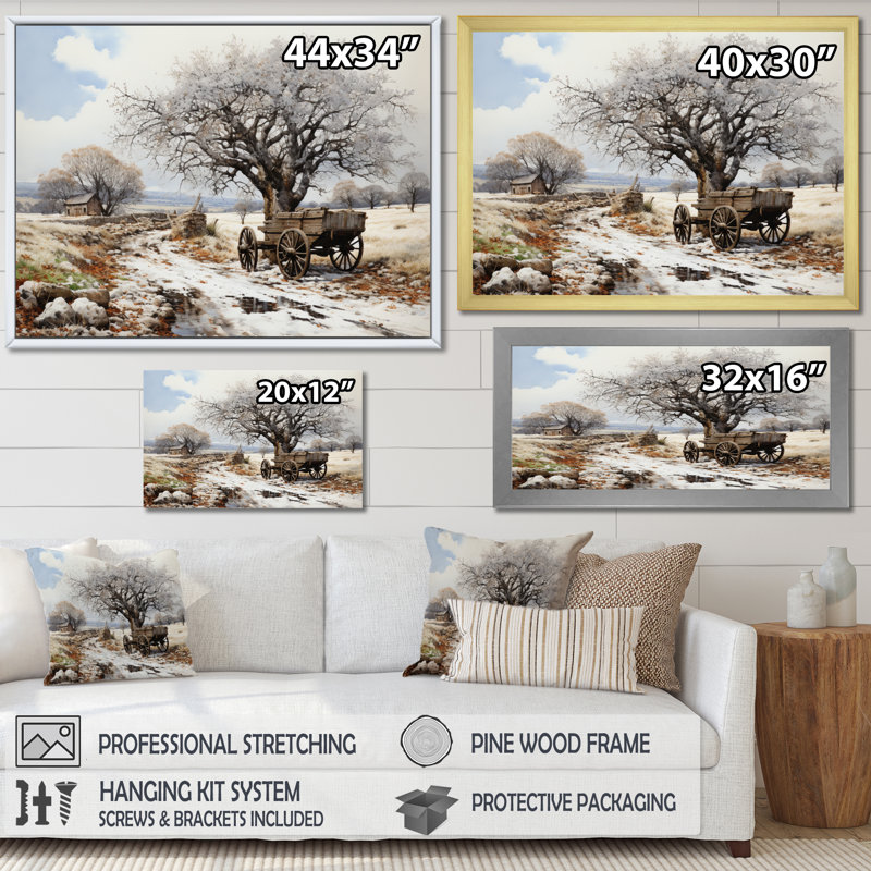 «White Old Cart Cart Legacy», reproduction sur toile, H 30 po x l 40 po x P 1,5 po, Cadre photo noir