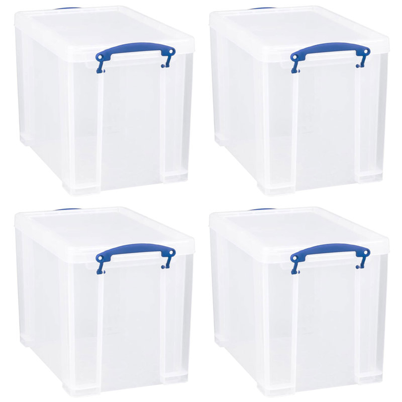 Really Useful Box Storage Container with Lid and Clip Lock Handles, (4 Pack)
