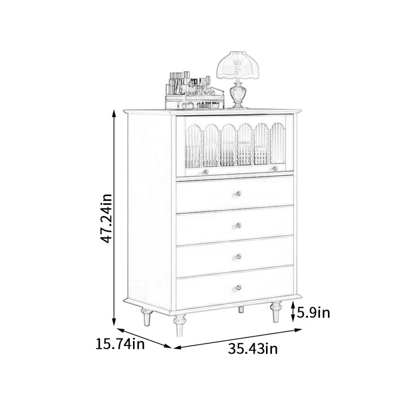 Armoire de rangement artistique de style français, 47.24" H x 35.43" W x 15.74" D