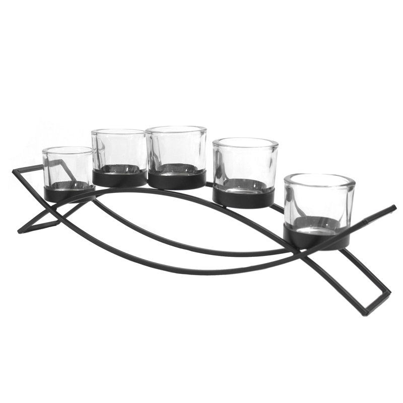 Porte-bougie moderne de 5 tasses pour la décoration intérieure, Clair