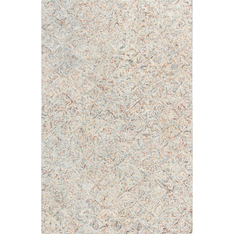 Barranco Hand Tufted Wool Gray/Yellow/Orange Area Rug, Rectangle 8'6" x 12'6"