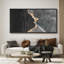 Impression sur toile encadrée, anneaux d'arbre gris et effet grain de bois-111696373-100937260