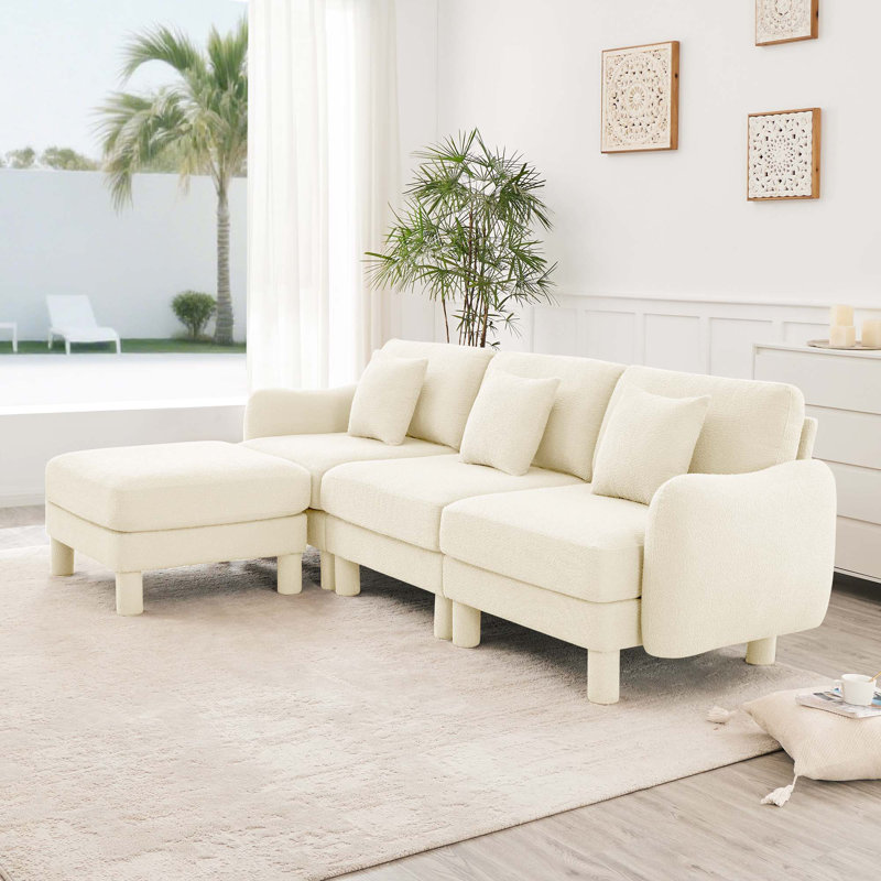 Canapé 3 places rembourré Boucle, Beige