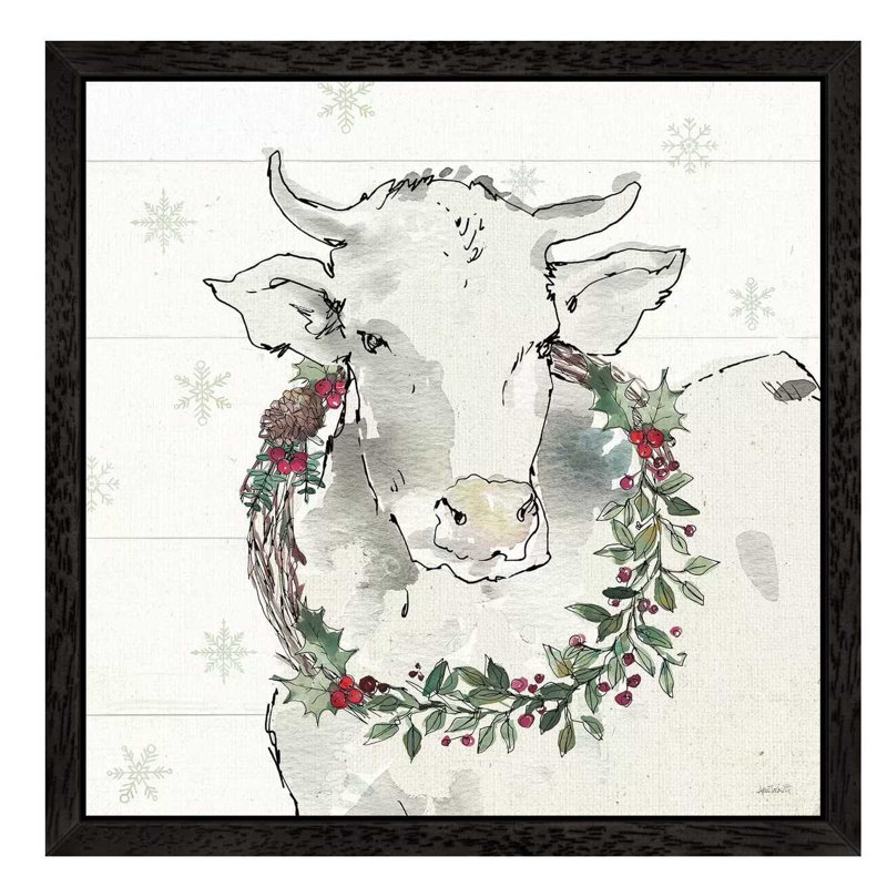 Modern Farmhouse XII Christmas 1 Piece Painting on Canvas, 66.04 cm H x 66.04 cm W, Black Floater Framed