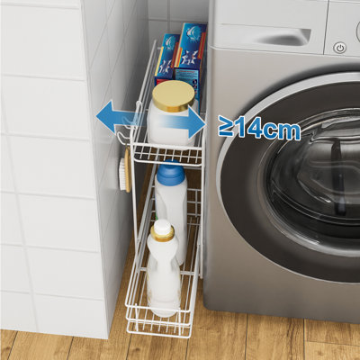 2-Tier Magnetic Laundry Oraganizer,Heavy Duty Storage Rack for Laundry Detergent,Black