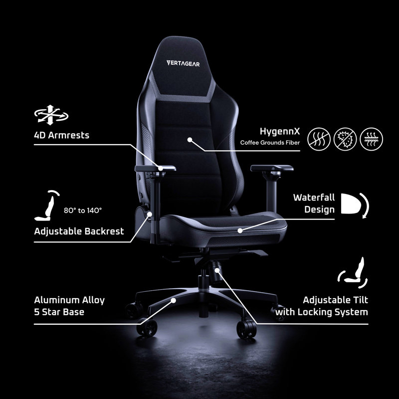 Carbon Black Ergonomic Aluminum Alloy Gaming Chair with Adjustable Armrests