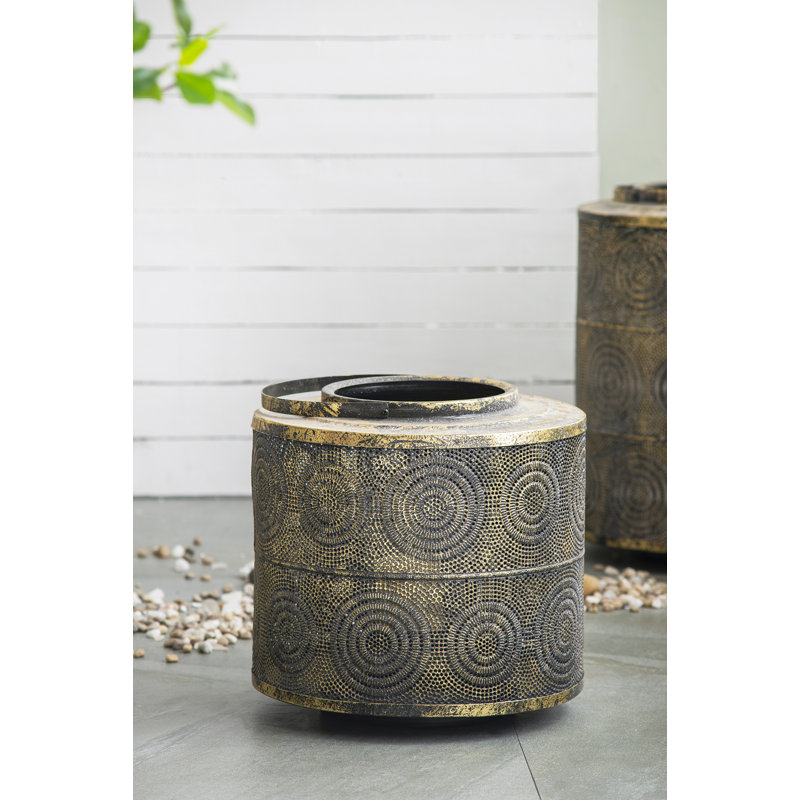 Metal Tabletop Lantern, 17.7" H x 13" W x 13" D