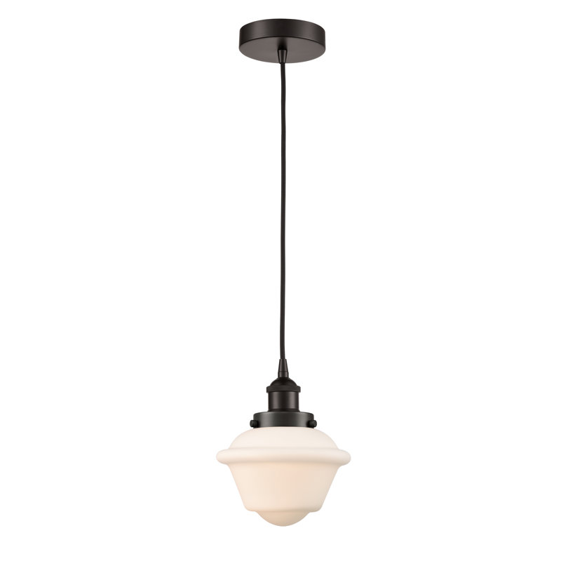 Luminaire suspendu 1 lumière Calliope, Blanc, Bronze huilé
