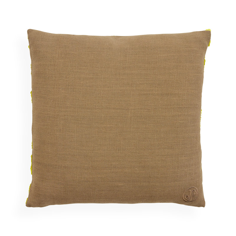 Ibiza Linen Pillow Cover & Insert, Square 16", Yellow/Tan Houndstooth