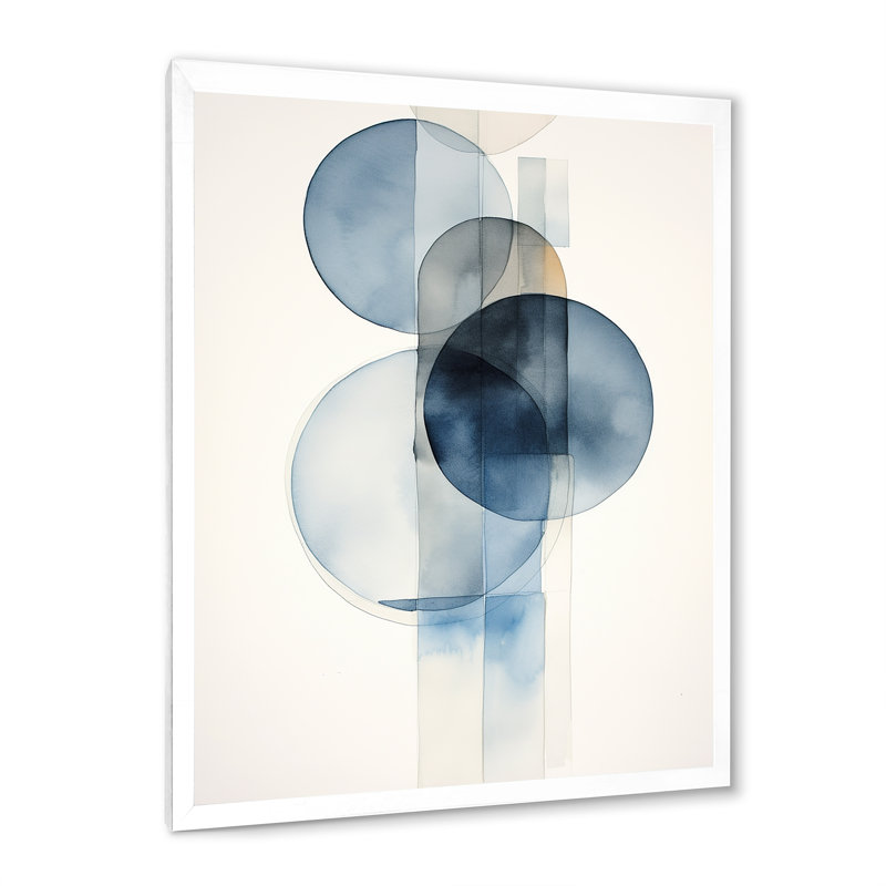 Circular Simplicity aquarelle en bleu rétro - art mural moderne sur toile géométrique, H 20 po x l 12 po x P 1 po