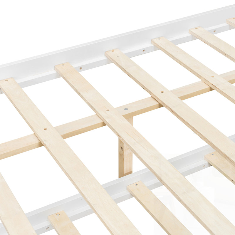 Lit en bois avec couchette, Double, Blanc