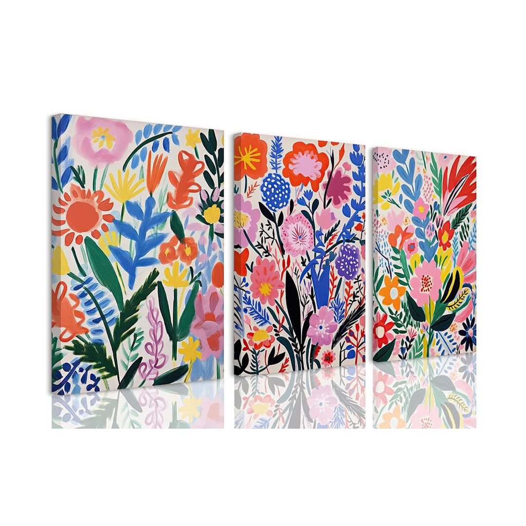 Henri Matisse Wall Art Colorful Floral Painting Canvas Prints Set Of 3 Flower Market Poster Pictures Watercolor Wall Decor For Nursery Living Room Bed