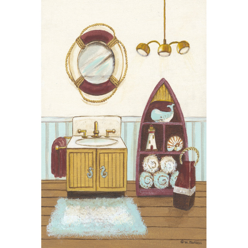 " Nautical Bath II " by Wendy Russell Painting Print, 48" H x 32" W x 1.25" D