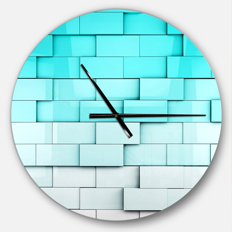 Blue Mosaic Cubes - Horloge murale moderne, Moyen
