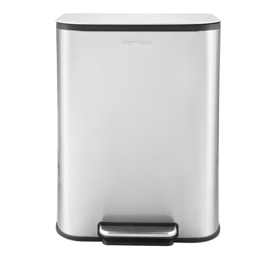 Step N’ Sort 50L Stainless Steel Trash Can – Fingerprint-Resistant Kitchen Garbage Can with Soft-Close Lid & Removable Inner Bucket – Modern Slim Design