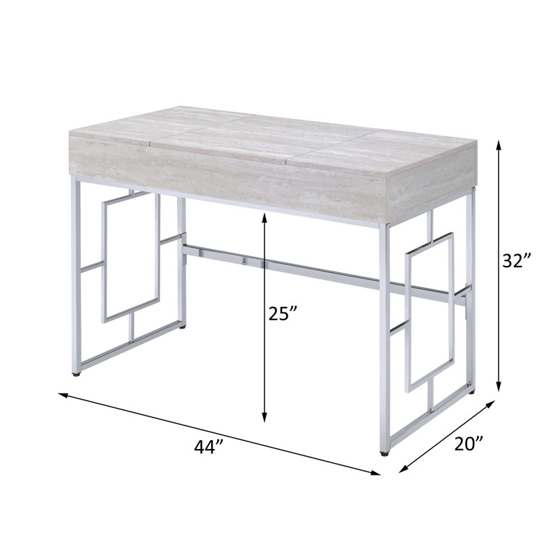 Jaiswal Contemporary 44"L Rectangular Vanity Desk with Mirror and USB, Chrome