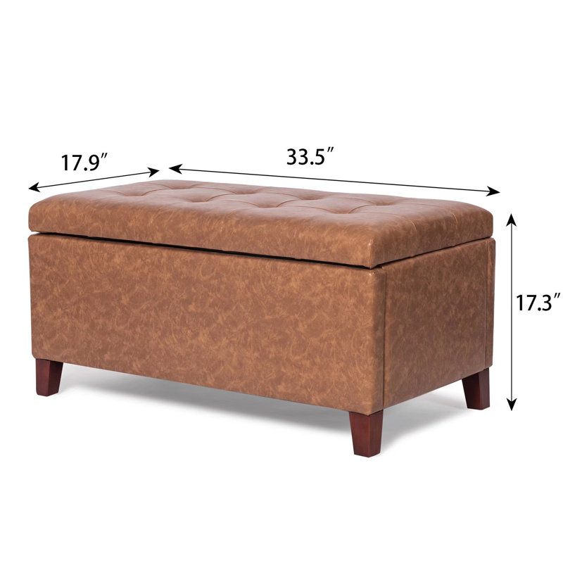 Repose-pieds rectangulaire en similicuir Tasheen, Brun pâle