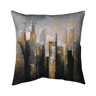 Abstract Gold Skyscraper - Contemporary Office Poly Twill Throw